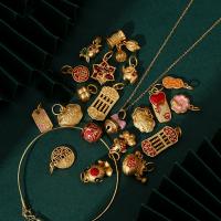 Enamel Brass Pendants, matte gold color plated, DIY 7-24mm [