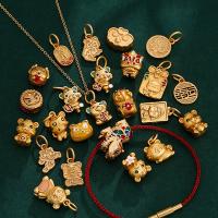 Enamel Brass Beads, matte gold color plated, DIY 11-18mm [