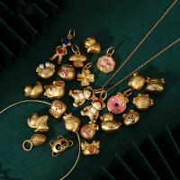 Enamel Brass Beads, matte gold color plated, DIY 9-21mm 