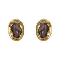 Abalone Shell Earring, Brass, with Abalone Shell, gold color plated, fashion jewelry & for woman [
