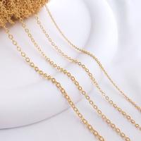 Brass Oval Chain, real gold plated, DIY golden m 