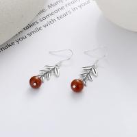Sterling Silver Drop Earring, 925 Sterling Silver, with Yunnan Red Agate, Antique finish, fashion jewelry & for woman [