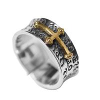 Zinc Alloy Finger Ring, Cross, plated, Adjustable & for man, original color [