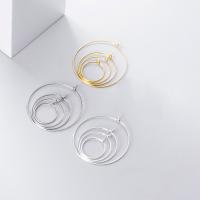 Sterling Silver Hoop Earring Component, 925 Sterling Silver, sterling silver hoop earring, Donut, plated 25mm, 1mm Approx 23mm 