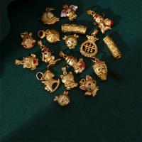 Enamel Brass Beads, matte gold color plated, DIY 11-20mm [
