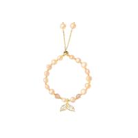 Cultured Freshwater Pearl Brass Bracelet, with Freshwater Pearl, 14K gold plated, fashion jewelry & micro pave cubic zirconia & for woman, two different colored, Inner Approx 60mm 