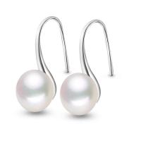 Freshwater Pearl Brass Earring, with Freshwater Pearl, silver color plated, fashion jewelry & for woman 16mm [