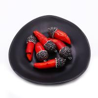 Synthetic Coral Pendants, with Rhinestone Clay Pave, Pepper, DIY, red 