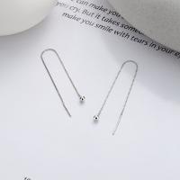 Sterling Silver Thread Through Earrings, 925 Sterling Silver, fashion jewelry & for woman, 85mm [