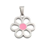 Stainless Steel Flower Pendant, 304 Stainless Steel, with Resin, fashion jewelry & for woman, original color Approx 3mm 