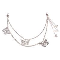 Decorative Chain Belt, Zinc Alloy, with Brass, Butterfly, platinum color plated, Double Layer & punk style & for woman cm, 50 cm [