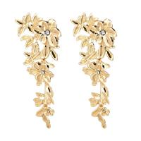 Boucle d'oreille de goutte en fer, fleur, Placage de couleur d'or, bijoux de mode & pour femme Vendu par paire[