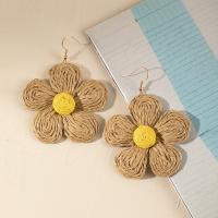 Rattan Earring, with Zinc Alloy, Flower, fashion jewelry & for woman 