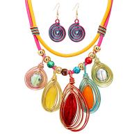 Fashion Zinc Alloy Jewelry Sets, earring & necklace, with Plastic, with 7CM extender chain, plated, 2 pieces & Bohemian style & for woman Approx 42 cm 