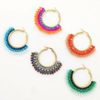 Boucles d'oreilles perle de verre, Des billes de verre, avec Acier inoxydable 304, fait à la main, bijoux de mode & pour femme, plus de couleurs à choisir Vendu par paire[