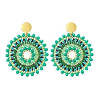Boucles d'oreilles perle de verre, Acier inoxydable 304, avec Des billes de verre, fait à la main, bijoux de mode & pour femme, vert Vendu par paire[