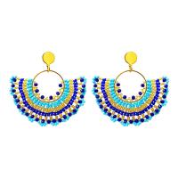 Glass Seed Beads Earring, 304 Stainless Steel, with Glass Beads, handmade, fashion jewelry & folk style & for woman, blue [