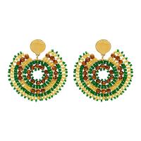 Glass Seed Beads Earring, 304 Stainless Steel, with Glass Beads, handmade, fashion jewelry & Bohemian style & for woman, green [