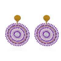 Glass Seed Beads Earring, 304 Stainless Steel, with Glass Beads, handmade, fashion jewelry & Bohemian style & for woman, purple [