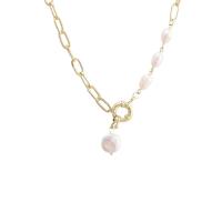 Natural Freshwater Pearl Necklace, Zinc Alloy, with Freshwater Pearl, plated, fashion jewelry & for woman cm [