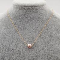 Natural Freshwater Pearl Necklace, Titanium Steel, with Freshwater Pearl, with 6cm extender chain, Vacuum Ion Plating, fashion jewelry  & for woman, two different colored cm [