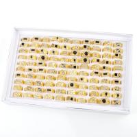 En alliage de zinc Bague, avec boîte de papier & Éponge & pierre gemme & strass, Placage de couleur d'or, bijoux de mode & unisexe & mélangé, noire, inner ~20mm, Vendu par boîte