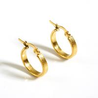 Stainless Steel Hoop Earring, 304 Stainless Steel, 18K gold plated, fashion jewelry & for woman, golden 