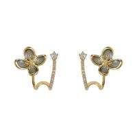 Brass Earring Clip, gold color plated, fashion jewelry & micro pave cubic zirconia & for woman [