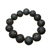 Pulsera de Ágata Tibetana, Esférico, Natural & Joyería & unisexo, Negro, longitud:23-24 cm, Vendido por Sarta