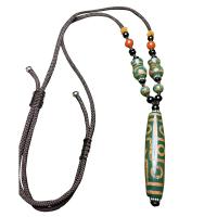 Agate Necklace, Tibetan Agate, with Green Calcedony & Nylon Cord, handmade, Natural & fashion jewelry, green cm [