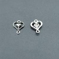 Zinc Alloy Charm Connector, Heart, antique silver color plated, vintage & DIY & 1/1 loop & hollow Approx [