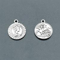 Zinc Alloy Jewelry Pendants, Flat Round, antique silver color plated, vintage & DIY Approx 