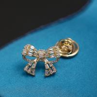 Cubic Zirconia Brooch, Brass, Bowknot, gold color plated, fashion jewelry & micro pave cubic zirconia & for woman [