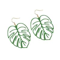 Iron Drop Earring, Leaf, gold color plated, fashion jewelry & for woman & hollow [