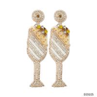 Glass Seed Beads Earring, Seedbead, with Sequins, Cup, fashion jewelry & for woman & with rhinestone [