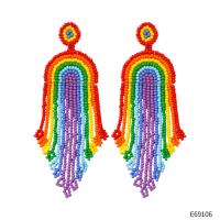 Glass Seed Beads Earring, Seedbead, with Sequins, fashion jewelry & for woman, rainbow colors [