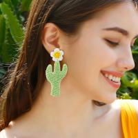 Glass Seed Beads Earring, Seedbead, Opuntia Stricta, fashion jewelry & for woman, green [