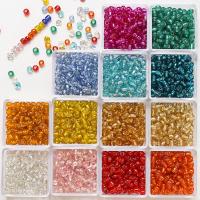 Box Glass Seed Beads, Glass Beads, with Gold Foil, Column, DIY 4mm [