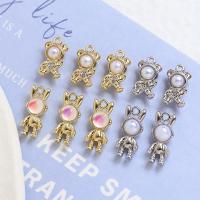 Zinc Alloy Animal Pendants, with Plastic Pearl, Rabbit, plated, DIY & with cubic zirconia 