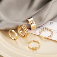 Zink-Legierung Ring Set, Zinklegierung, plattiert, 6 Stück & Modeschmuck & verschiedene Stile für Wahl & für Frau, goldfarben, verkauft von setzen