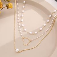 Fashion Multi Layer Necklace, Zinc Alloy, with Plastic Pearl, fashion jewelry & for woman 