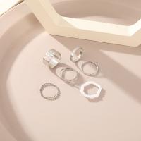 Zink-Legierung Ring Set, Zinklegierung, mit Kunststoff Perlen, plattiert, 6 Stück & Modeschmuck & verschiedene Stile für Wahl & für Frau, verkauft von setzen