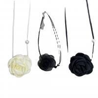 Fashion Choker Necklace, Cloth, with Plastic Pearl & Zinc Alloy, petals, handmade & for woman 