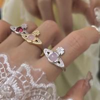 Rhinestone Zinc Alloy Finger Ring, with Gemstone, plated, Adjustable & micro pave rhinestone & for woman 