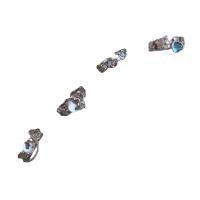 Zinklegierung Fingerring , mit Opal, plattiert, verschiedene Stile für Wahl & für Frau, Silberfarbe, verkauft von PC