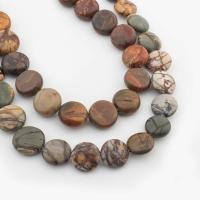 Eindruck Jaspis Perlen, Impression Jaspis, flache Runde, DIY, gemischte Farben, 12x6mm, Länge:ca. 41.5 cm, verkauft von Strang[