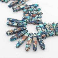 Eindruck Jaspis Perlen, Impression Jaspis, DIY, gemischte Farben, 43x7mm, Länge:ca. 41.5 cm, verkauft von Strang[