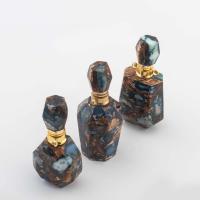 Impression Jasper Perfume Bottle Pendant, with Brass, gold color plated, fashion jewelry & DIY mixed colors [