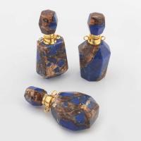 Impression Jasper Perfume Bottle Pendant, with Brass, gold color plated, fashion jewelry & DIY dark blue [