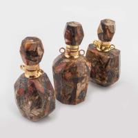 Impression Jasper Perfume Bottle Pendant, with Brass, gold color plated, fashion jewelry & DIY mixed colors [